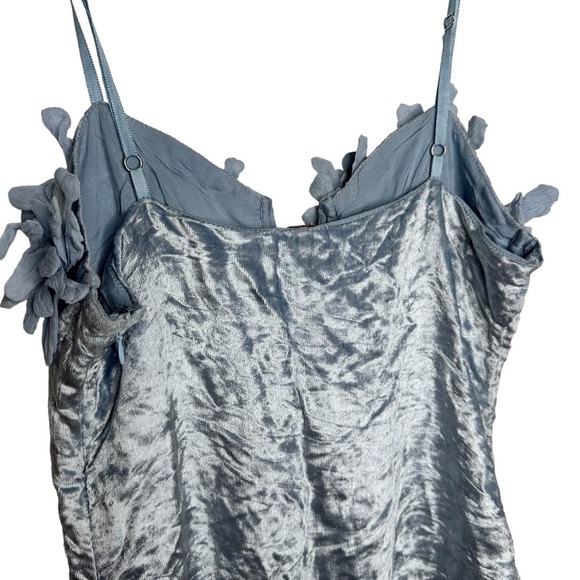 NWT FREE PEOPLE Velvet Mini Dress Light Blue Size 10 - Picture 7 of 16